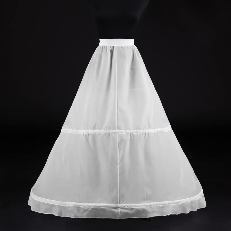 Kumeng Women's 2 Hoops Bridal Crinoline White Petticoat Half Slip Underskirt Wedding dress Bride Pannier Petticoat (White) - Image 3